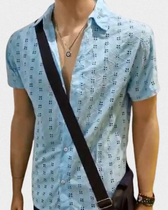CAMISA EM LAISE AZUL
