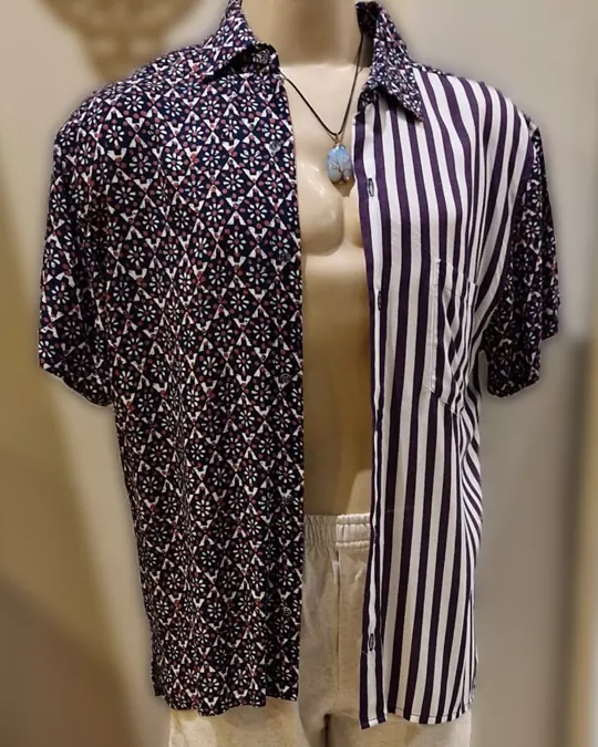 CAMISA DE VISCOSE DIGITAL ESTAMPADA DUAL