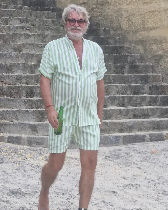 CONJUNTO DE VISCOSE DIGITAL LISTRADA VERDE