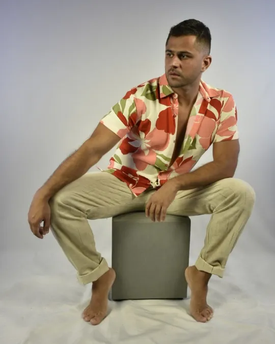 camisa de viscose digital crepe