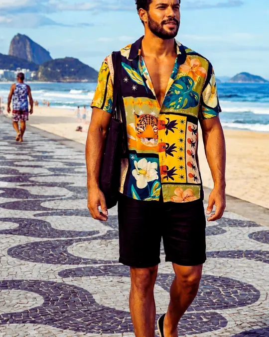 CAMISA DE VISCOSE DIGITAL AMAZÔNIA