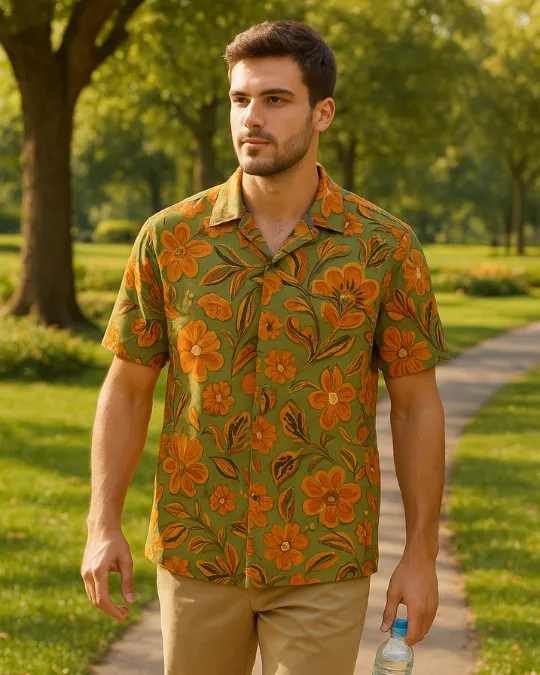 CAMISA DE VISCOSE DIGITAL GIRASSOL