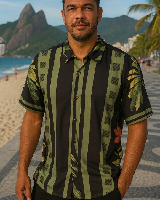 CAMISA DE VISCOSE DIGITAL VERDE CLASSIC